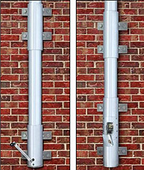 Internal halyard wall mount flagpoles