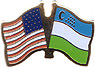 Uzbekistan / USA friendship flag lapel pin